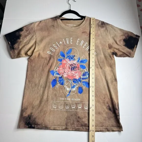 Chemistry Positive Energy Shirt‎ Mens L Tie Dye Skull Graphic Brown - Picture 8 of 10